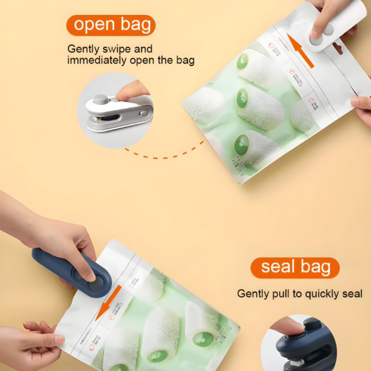 Mini Heat Bag Sealing Machine Package Sealer Bags Plastic Food Sealer Clip Bag Handheld Sealer Food Packaging Heat Sealer