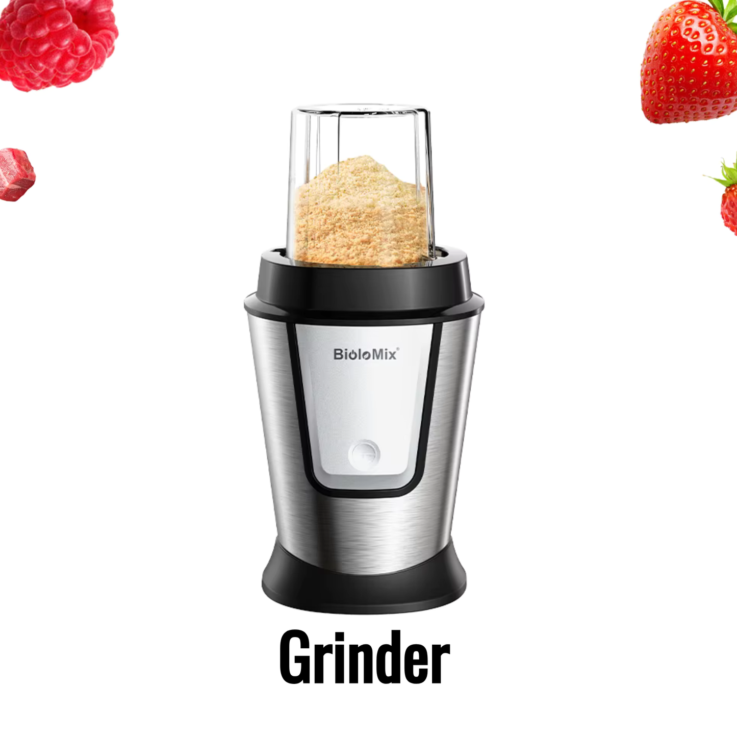 BioloMix 3-in-1 Multifunctional Food Processor 700W Portable Juicer Blender Personal Smoothie Mixer Food Chopper and Dry Grinder