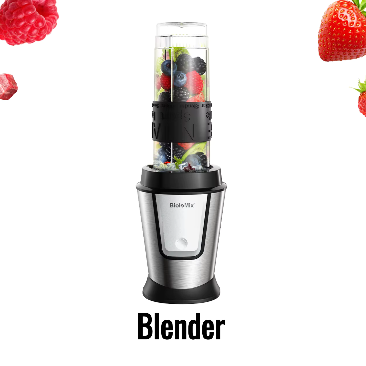 BioloMix 3-in-1 Multifunctional Food Processor 700W Portable Juicer Blender Personal Smoothie Mixer Food Chopper and Dry Grinder