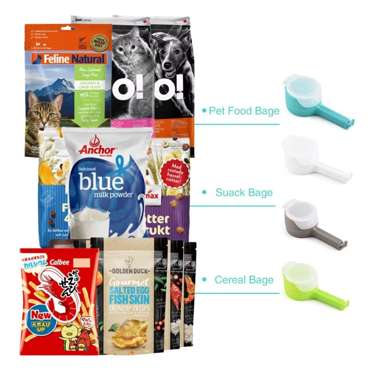 Food Bag Clips with Pour Spout