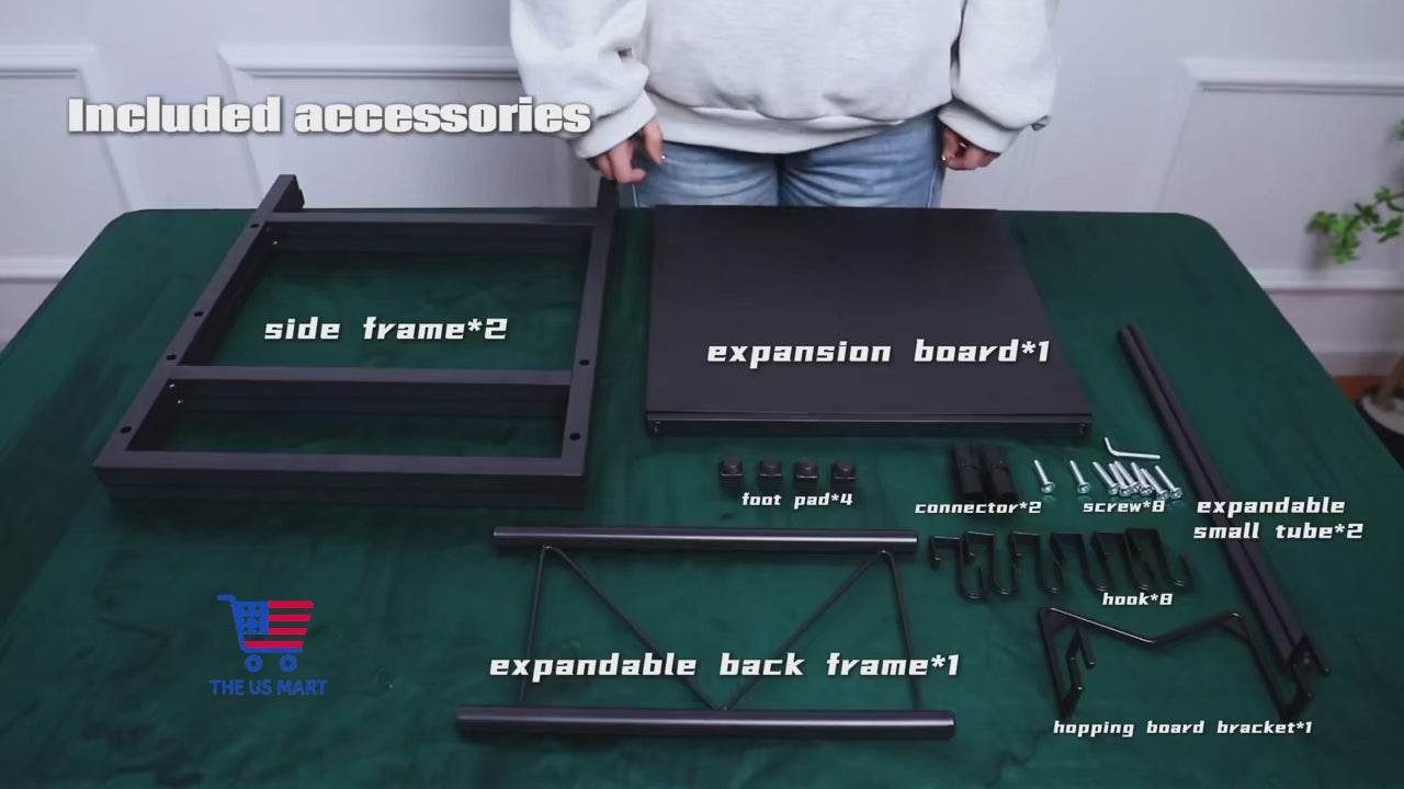 A man reviews the installation of a Microwave Shelf Organizer.